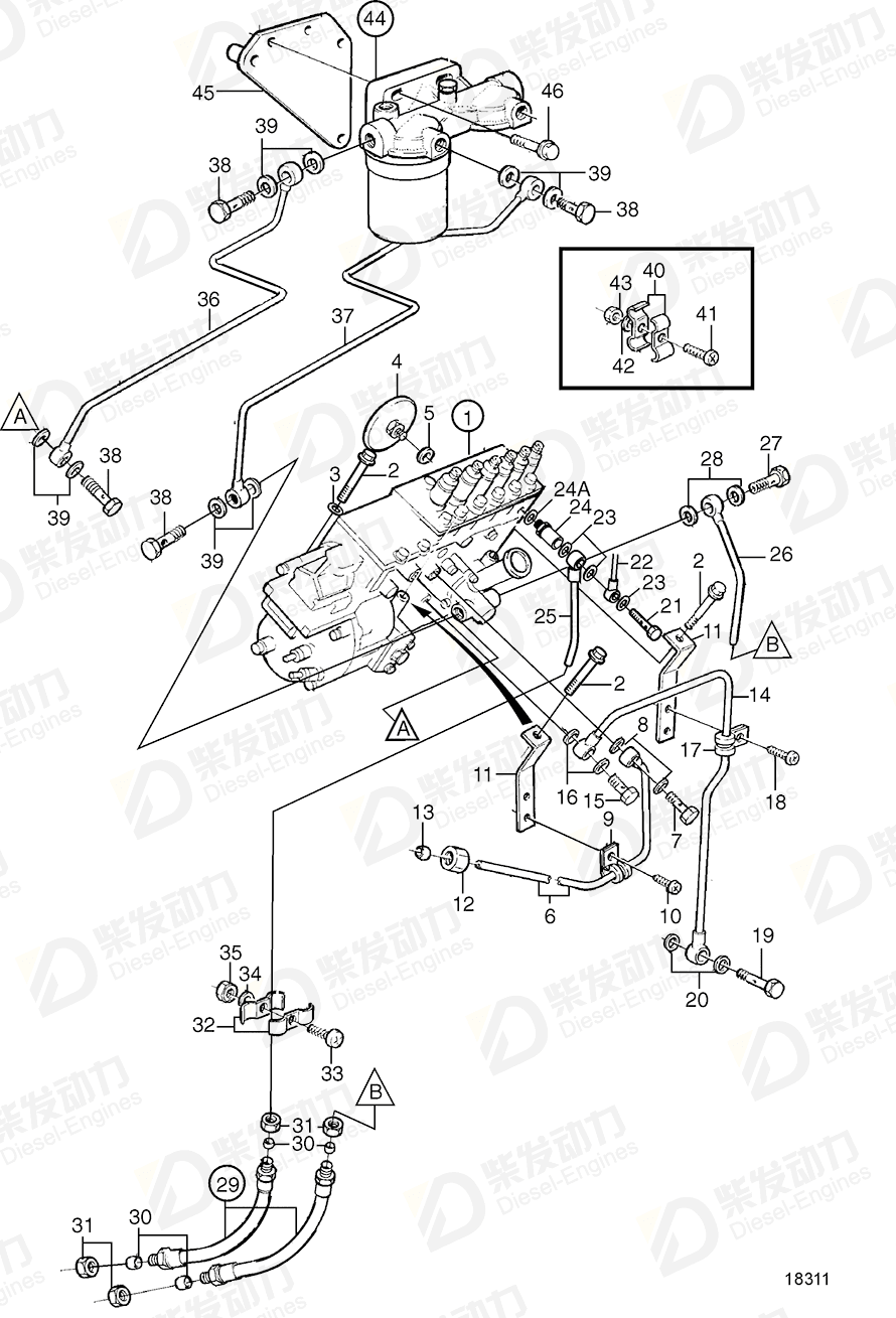 volvo penta Injection pump 3803728 Drawing volvo penta Injection pump 3803728 Drawing